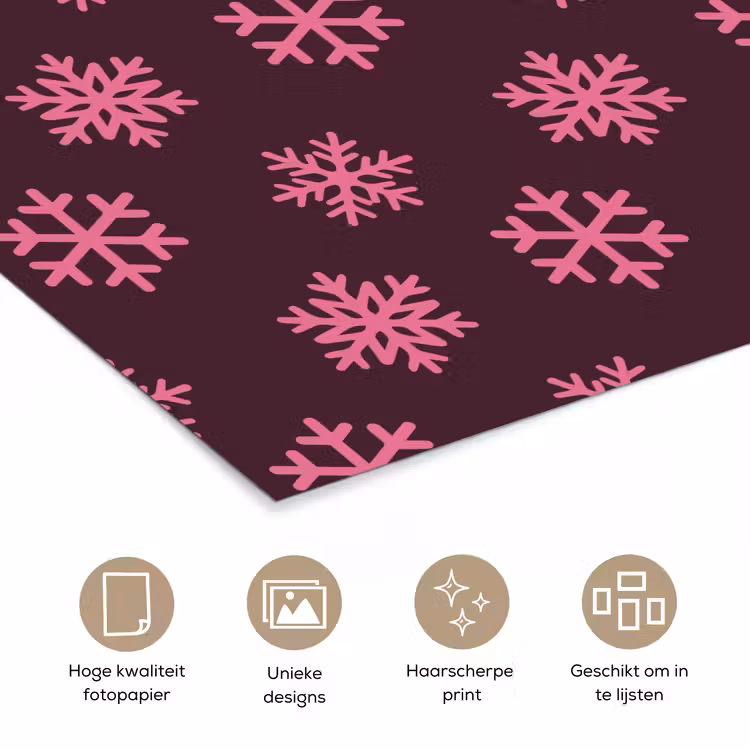 Poster - Sneeuwvlok - Roze - Paars - Kerst — 5