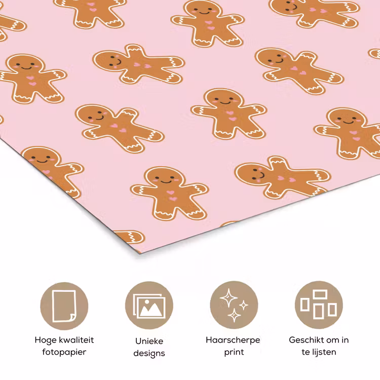 Poster - Peperkoek - Bruin - Roze - Kerst — 5