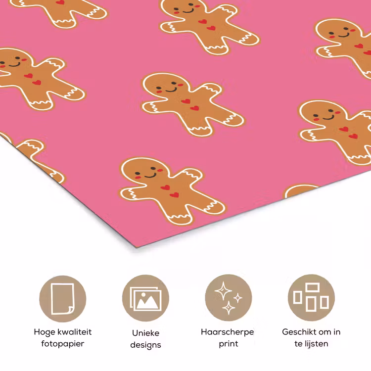 Poster - Peperkoek - Kerst - Roze - Bruin — 5