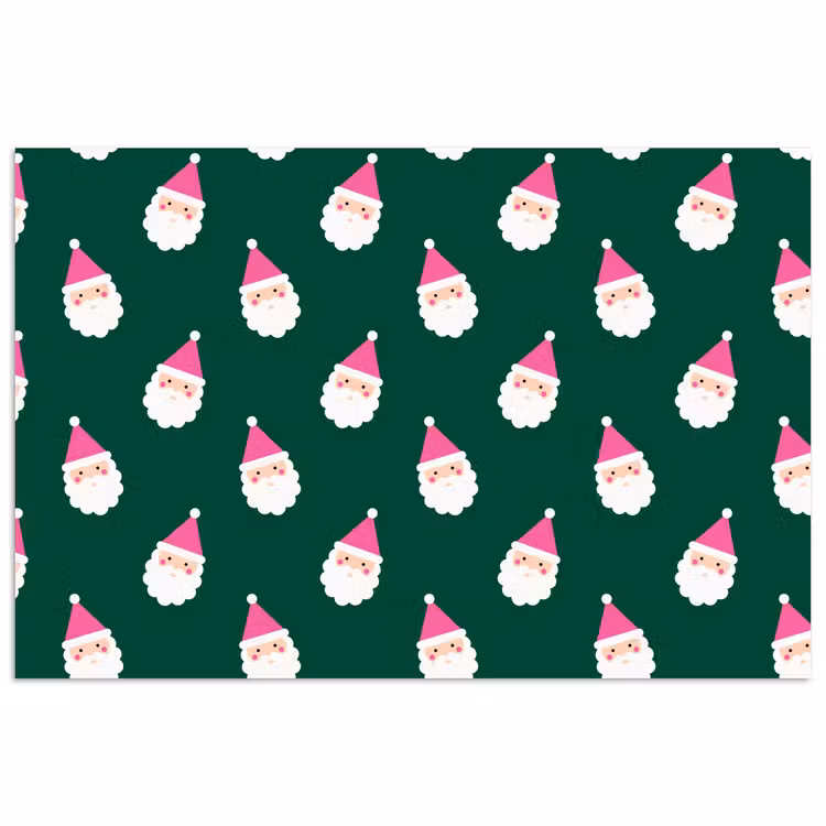 Poster - Kerstman - Kerst - Groen - Roze — 1