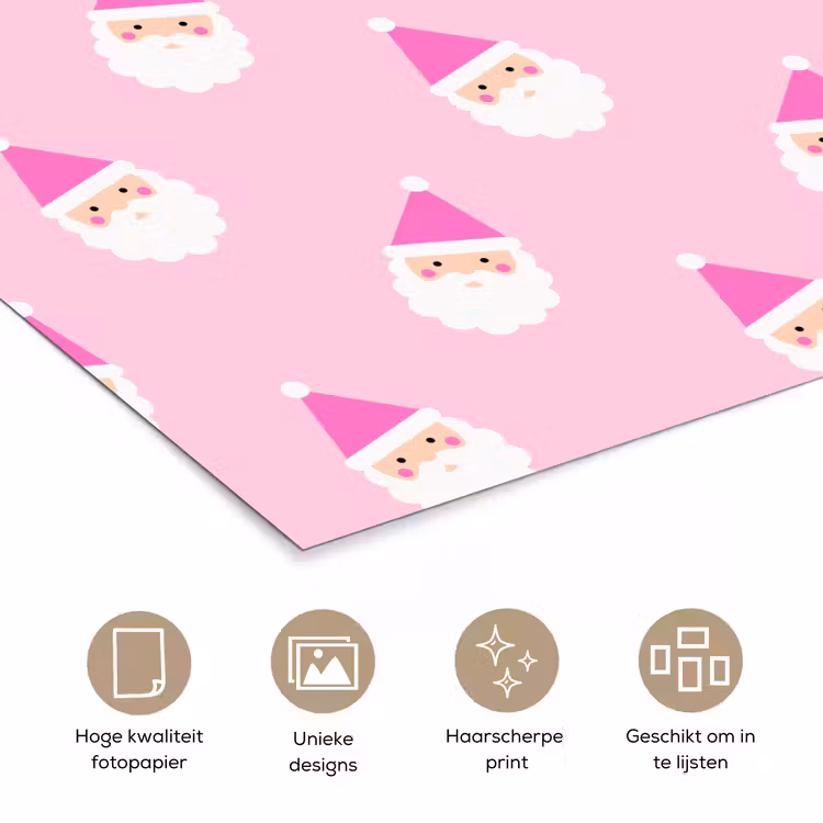 Poster - Kerstman - Kerst - Roze - Pastel — 5