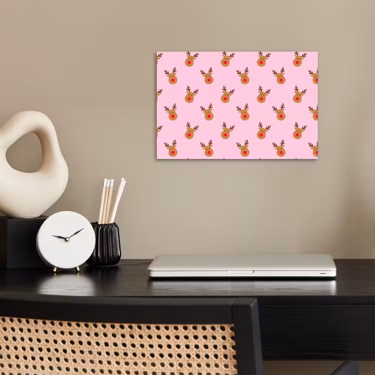 Poster - Rendieren - Kerst - Roze - Rood — 2