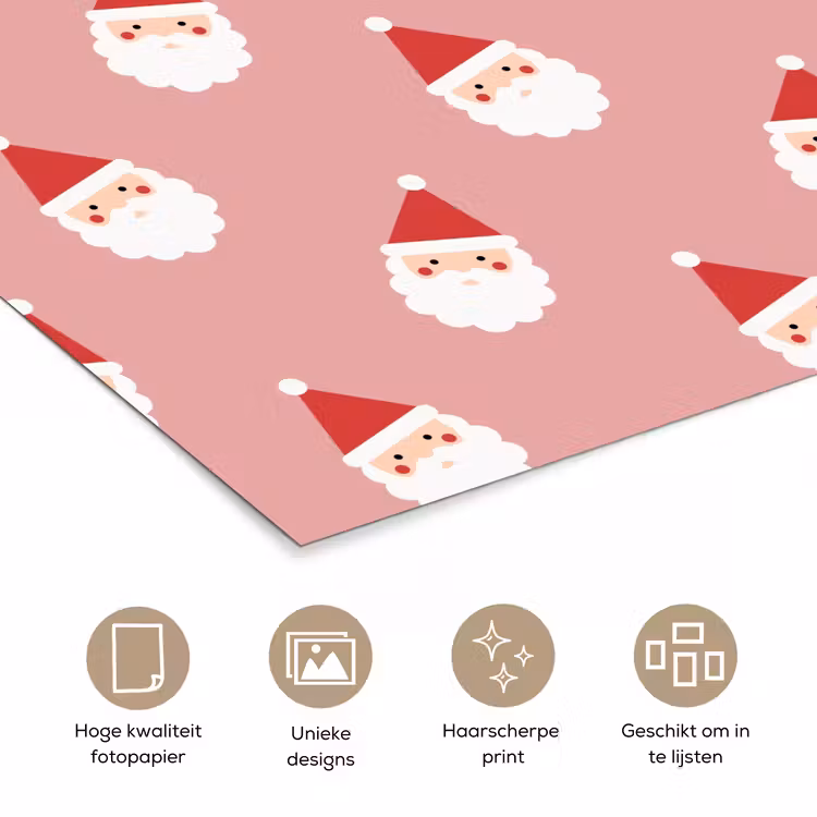 Poster - Kerst - Kerstman - Roze — 5