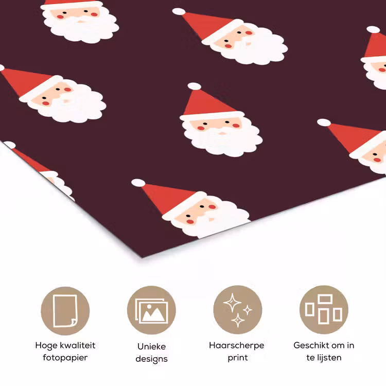 Poster - Kerstman - Kerst - Donker - Rood — 5