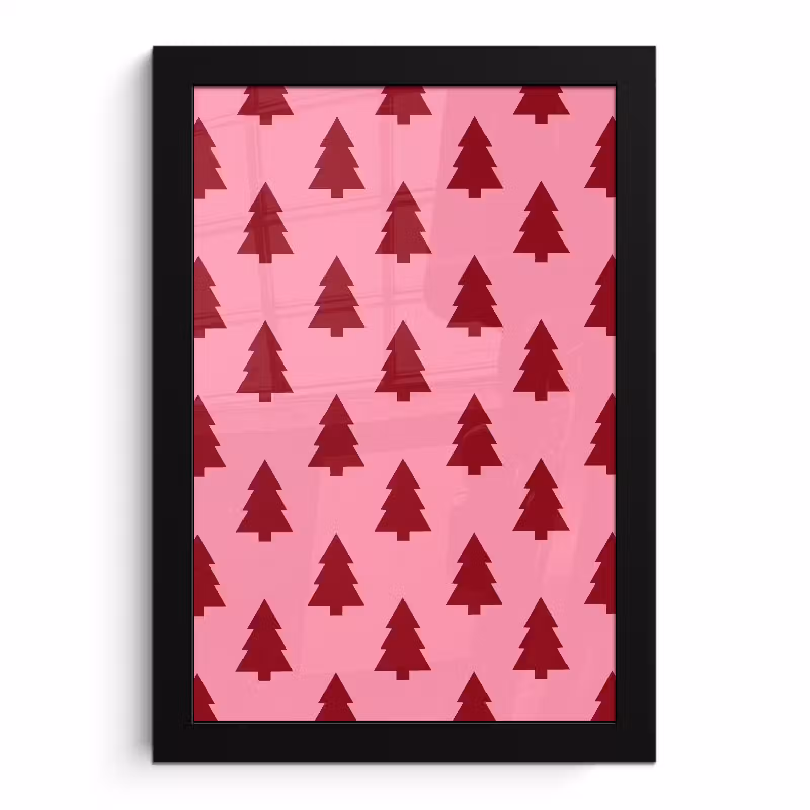 Poster met lijst - Kerstboom - Rood - Roze — 1