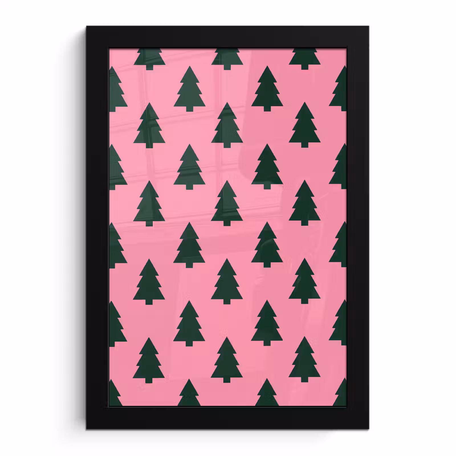 Poster met lijst - Kerstboom - Roze - Groen — 1