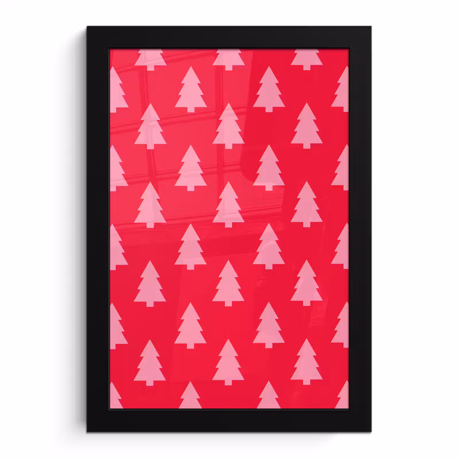 Poster met lijst - Kerstboom - Roze - Rood — 1