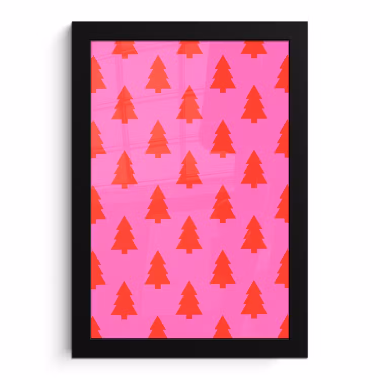Poster met lijst - Kerstboom - Rood - Neon — 1