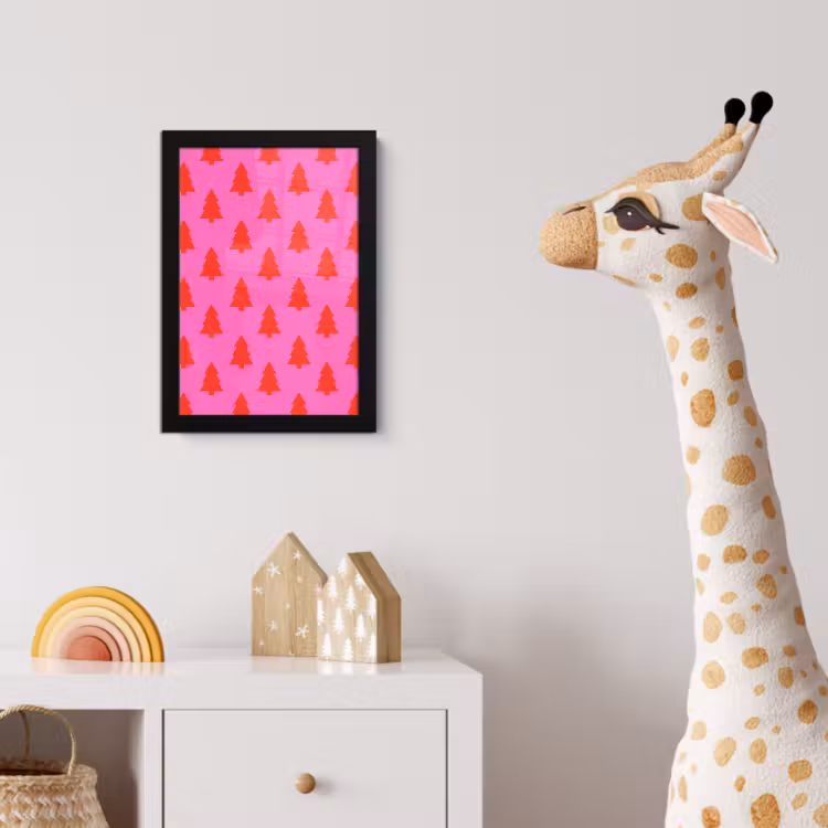 Poster met lijst - Kerstboom - Rood - Neon — 5