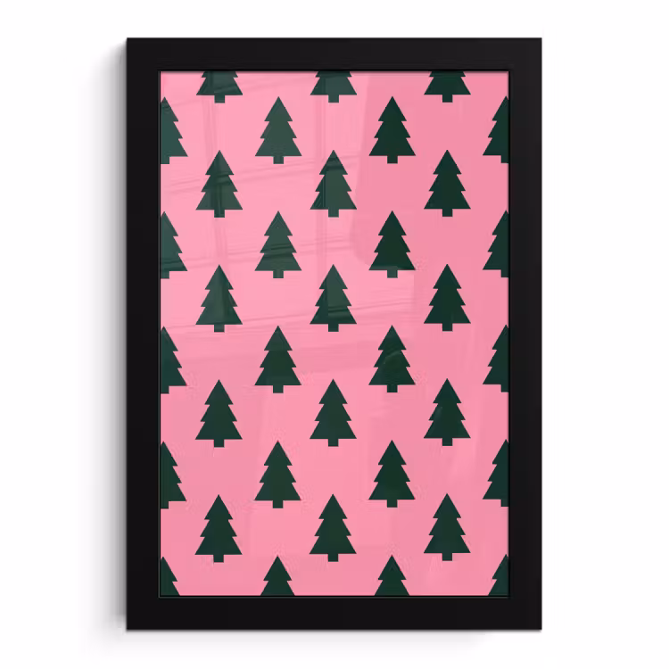Poster met lijst - Kerstboom - Roze - Groen — 1