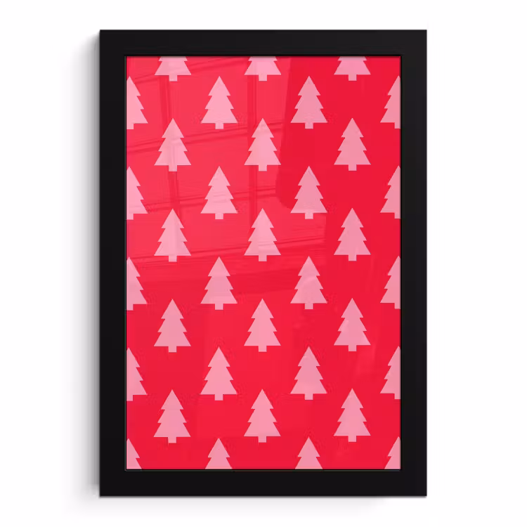 Poster met lijst - Kerstboom - Roze - Rood — 1