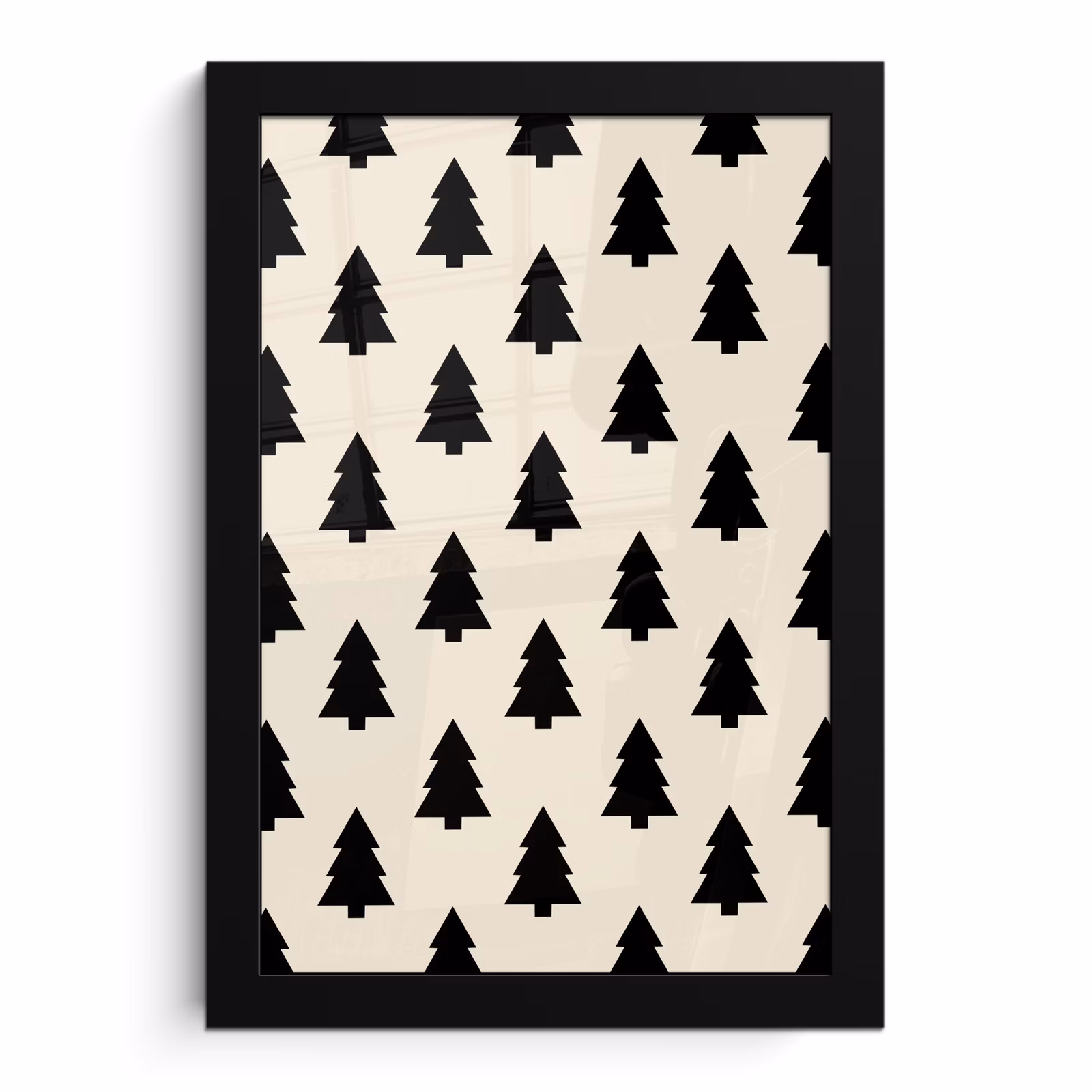 Poster met lijst - Kerstboom - Wit - Zwart — 1