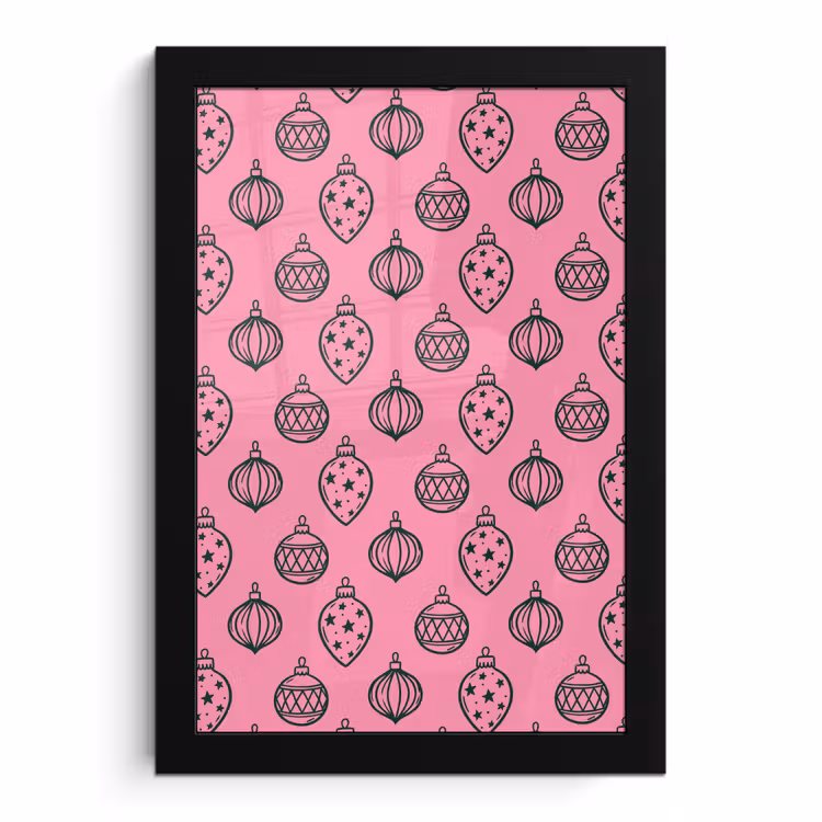 Poster met lijst - Kerstbal - Groen - Roze — 1