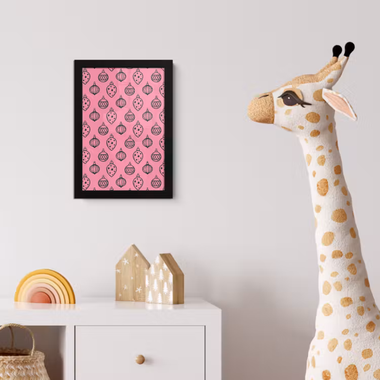 Poster met lijst - Kerstbal - Groen - Roze — 5