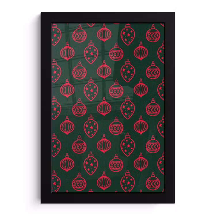 Poster met lijst - Kerstbal - Rood - Groen — 1