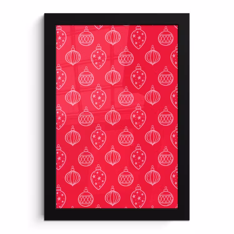 Poster met lijst - Kerstbal - Rood - Roze — 1