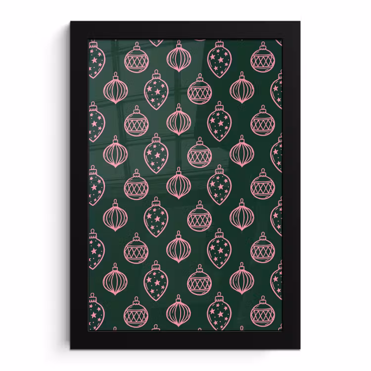 Poster met lijst - Kerstbal - Roze - Groen — 1