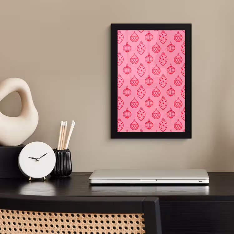 Poster met lijst - Kerstbal - Roze - Rood — 3