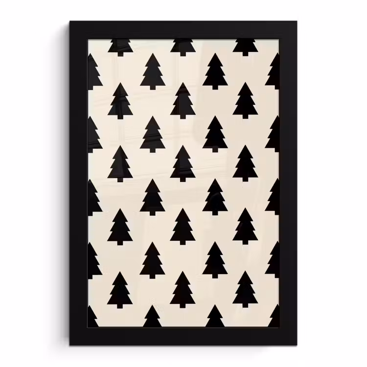 Poster met lijst - Kerstboom - Wit - Zwart — 1