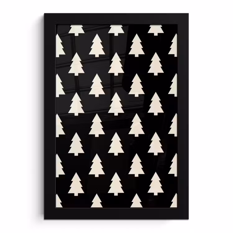 Poster met lijst - Kerstboom - Zwart - Wit — 1
