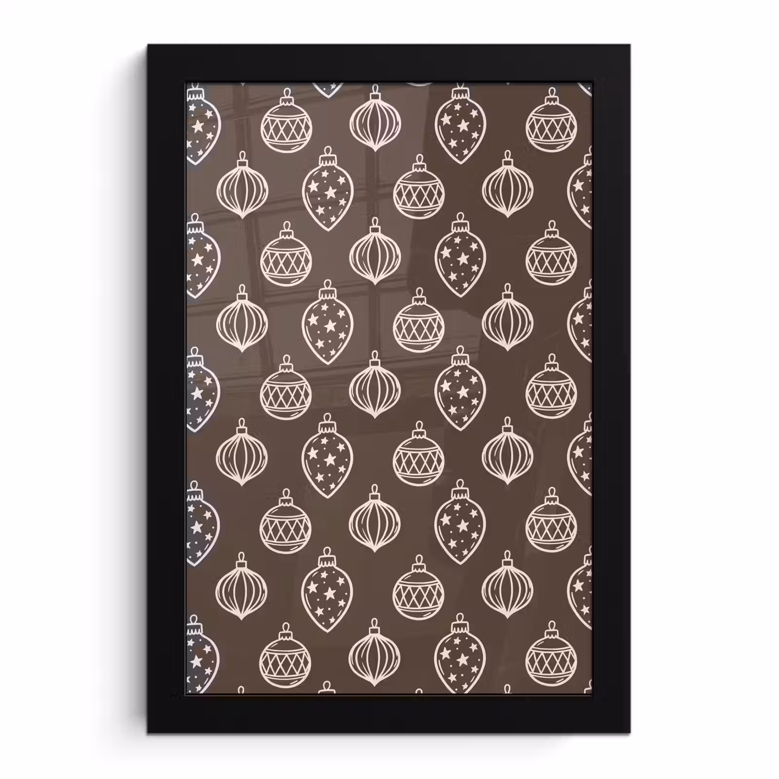 Poster met lijst - Kerstbal - Grijs - Crème — 1
