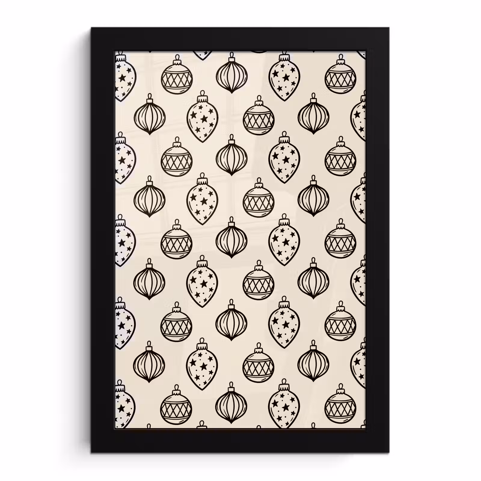 Poster met lijst - Kerstbal - Zwart - Wit — 1