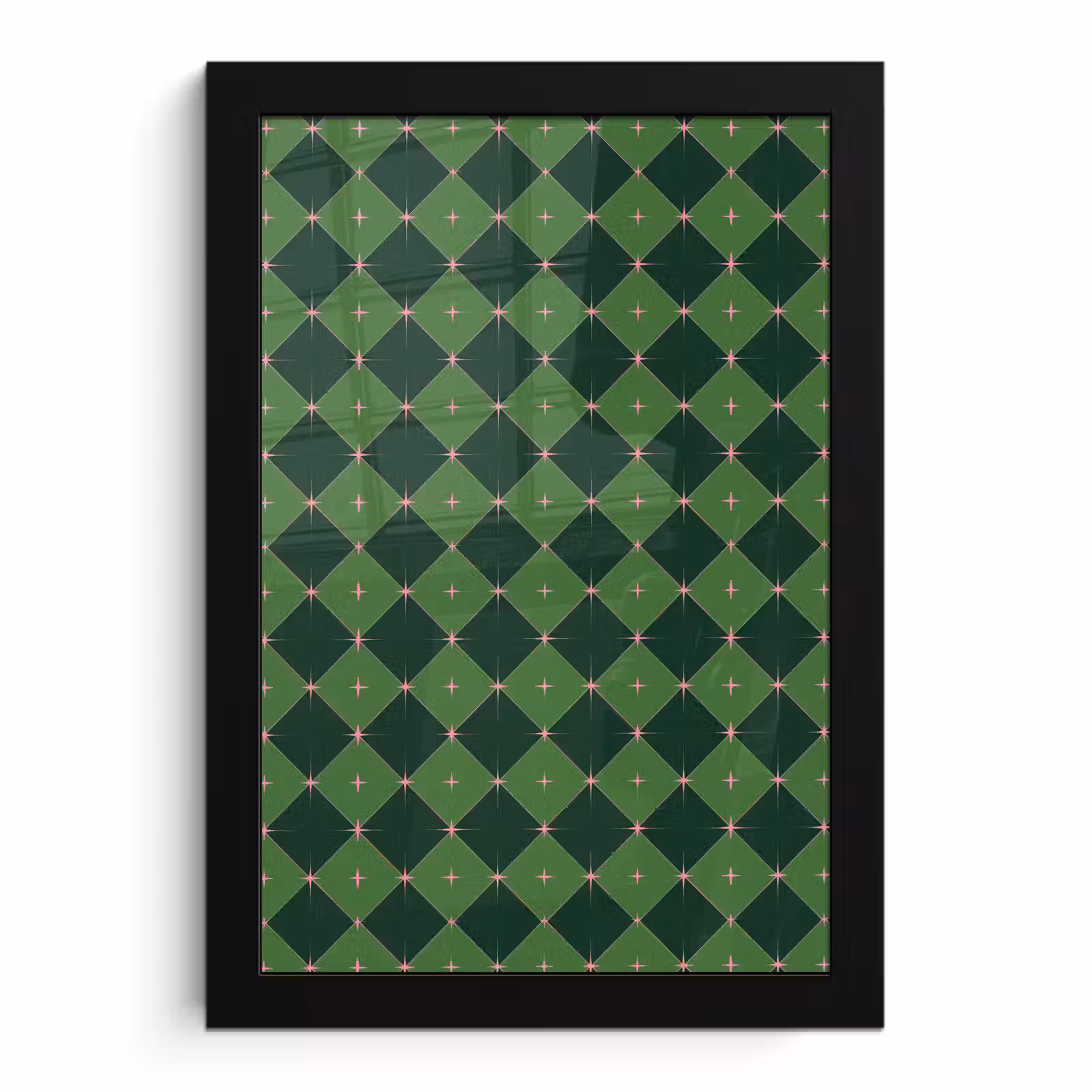 Poster met lijst - Ster - Groen - Roze - Kerst — 1