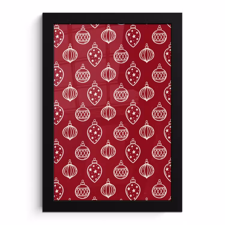 Poster met lijst - Kerstbal - Rood - Crème — 1