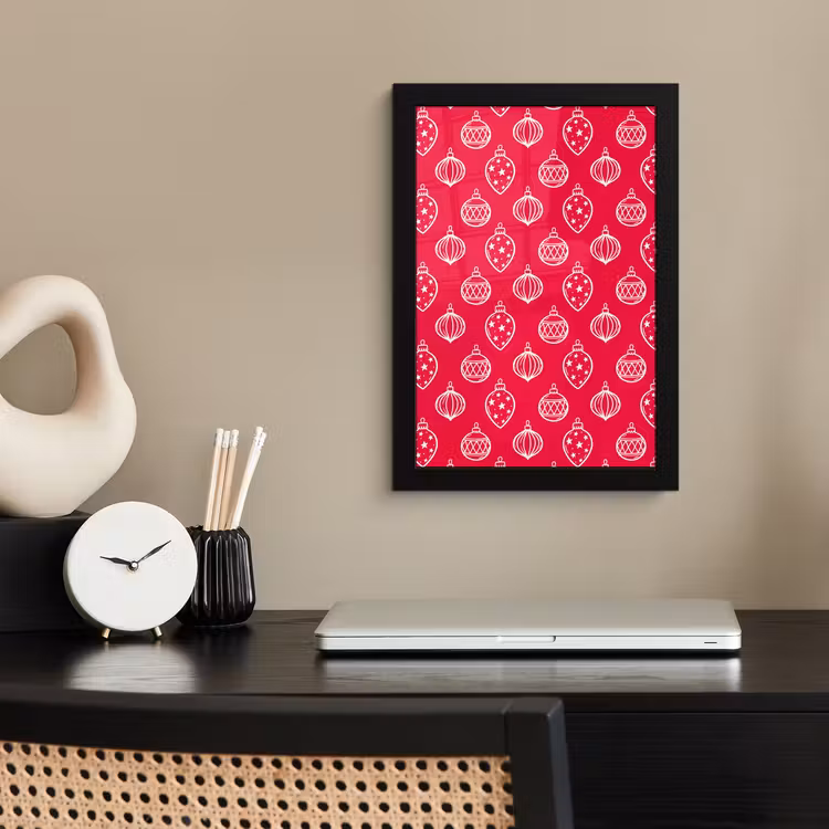 Poster met lijst - Kerstbal - Rood - Wit — 3