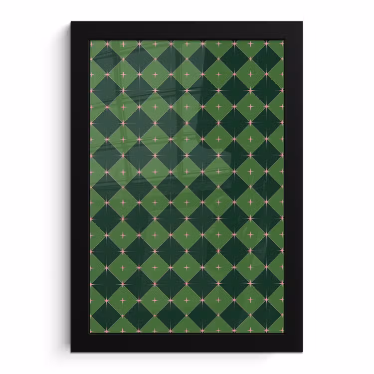Poster met lijst - Ster - Groen - Roze - Kerst — 1