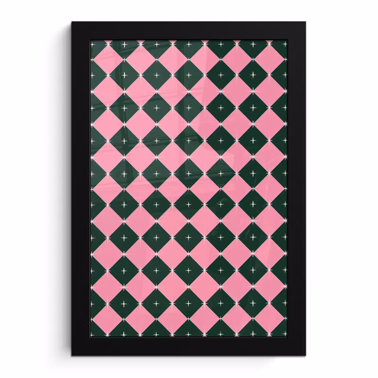 Poster met lijst - Kerst - Roze - Groen - Ster — 1