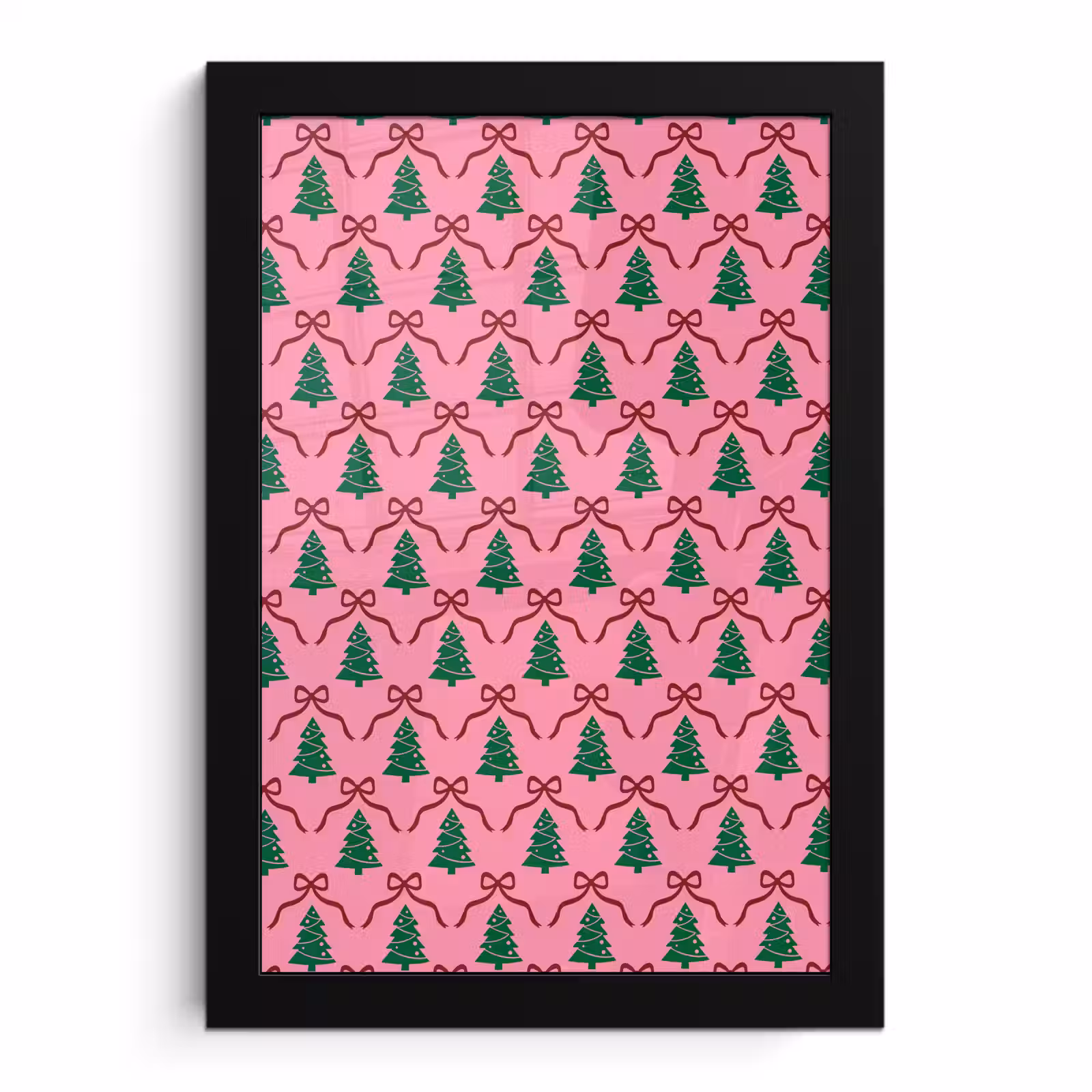 Poster met lijst - Kerst - Roze - Rood - Strik — 1