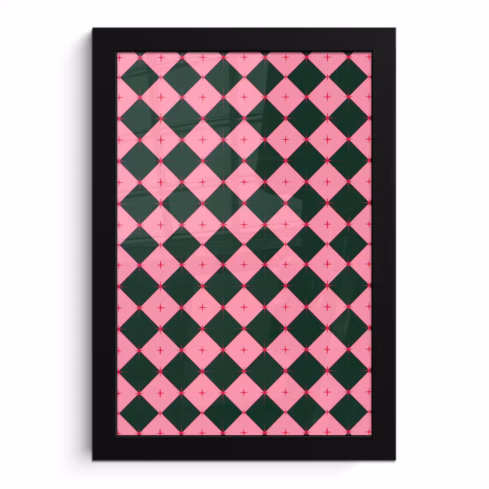 Poster met lijst - Ster - Roze - Groen - Kerst — 1