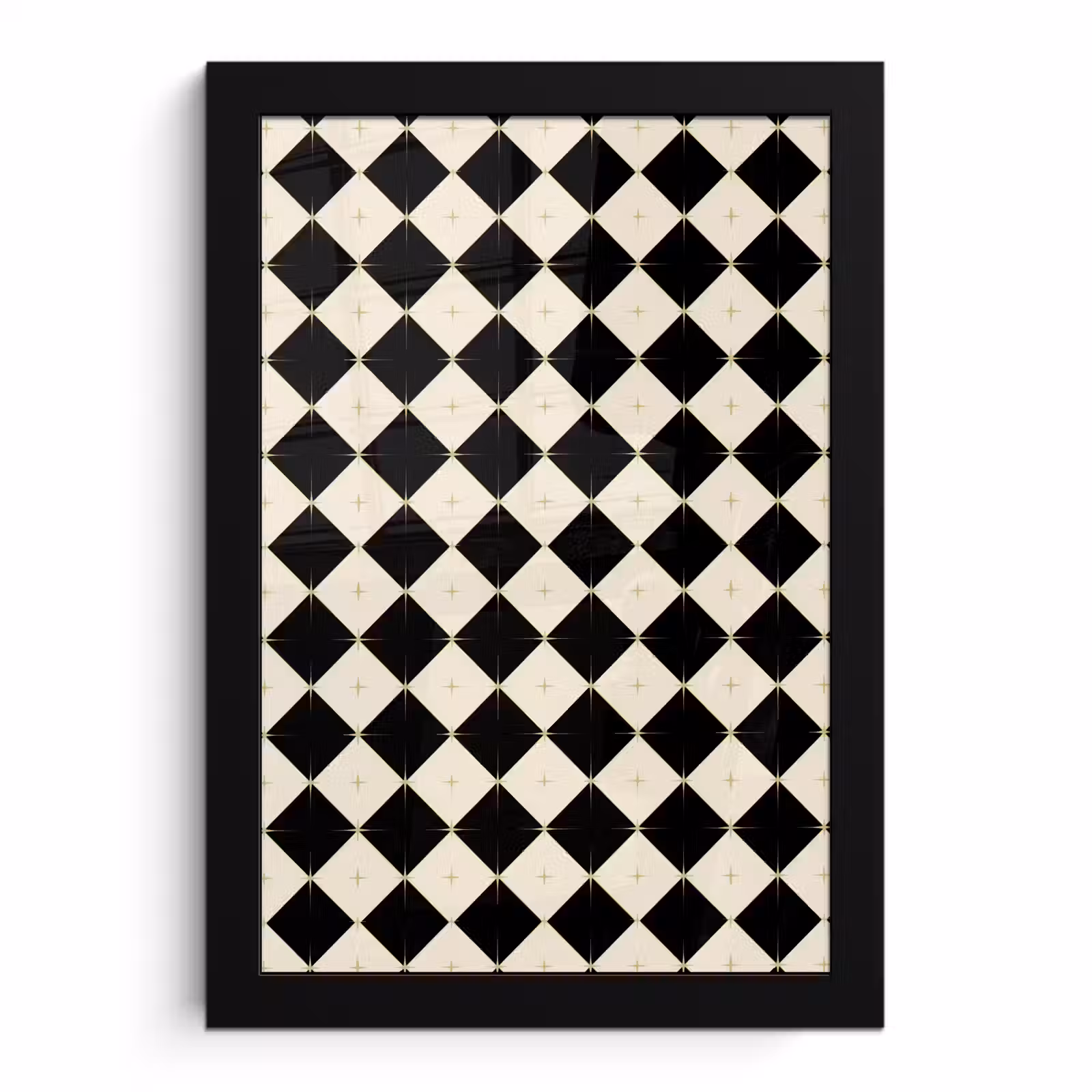 Poster met lijst - Ster - Zwart - Wit - Kerst — 1