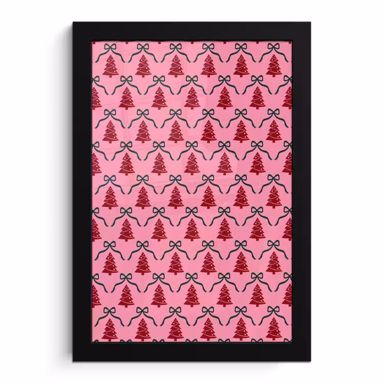Poster met lijst - Kerst - Rood - Groen - Strik — 1