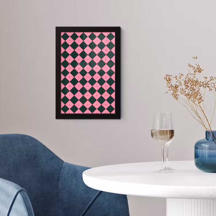 Poster met lijst - Ster - Roze - Groen - Kerst — 2