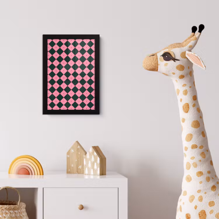 Poster met lijst - Ster - Roze - Groen - Kerst — 5