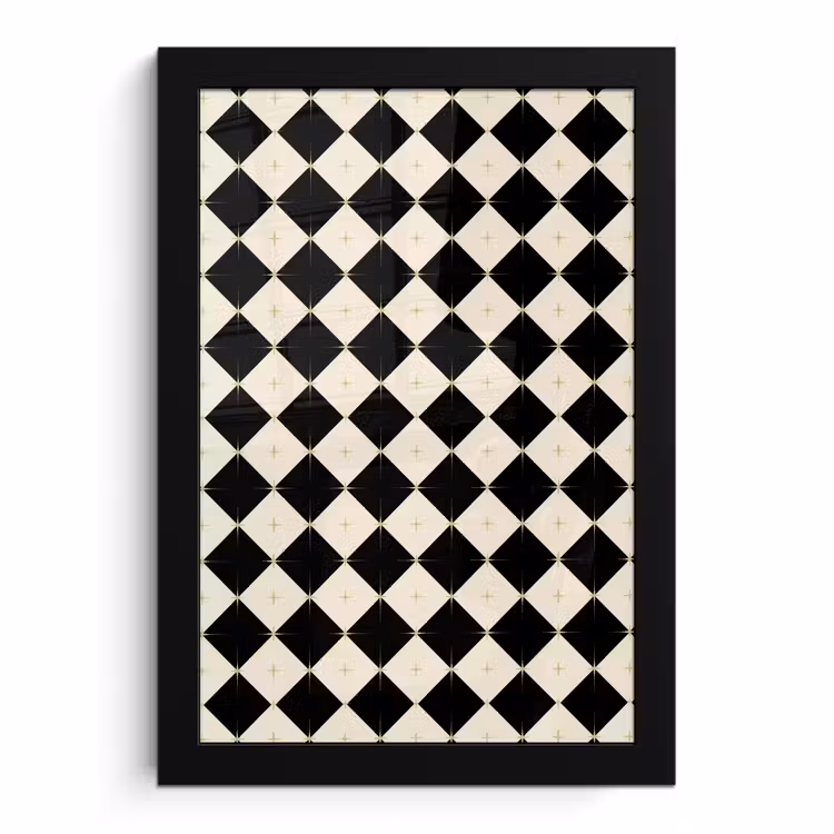 Poster met lijst - Ster - Zwart - Wit - Kerst — 1