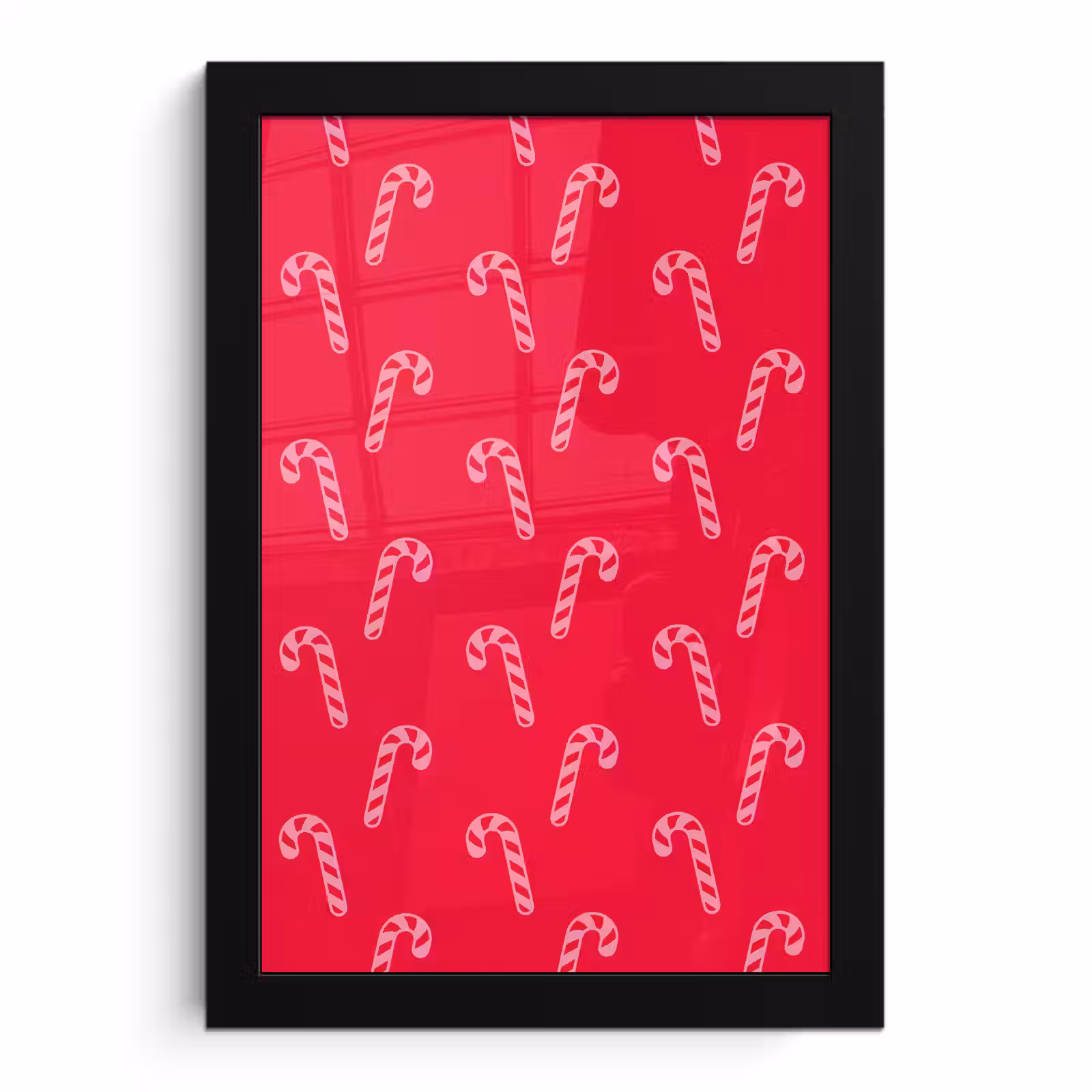 Poster met lijst - Kerst - Roze - Rood - Zuurstok — 1
