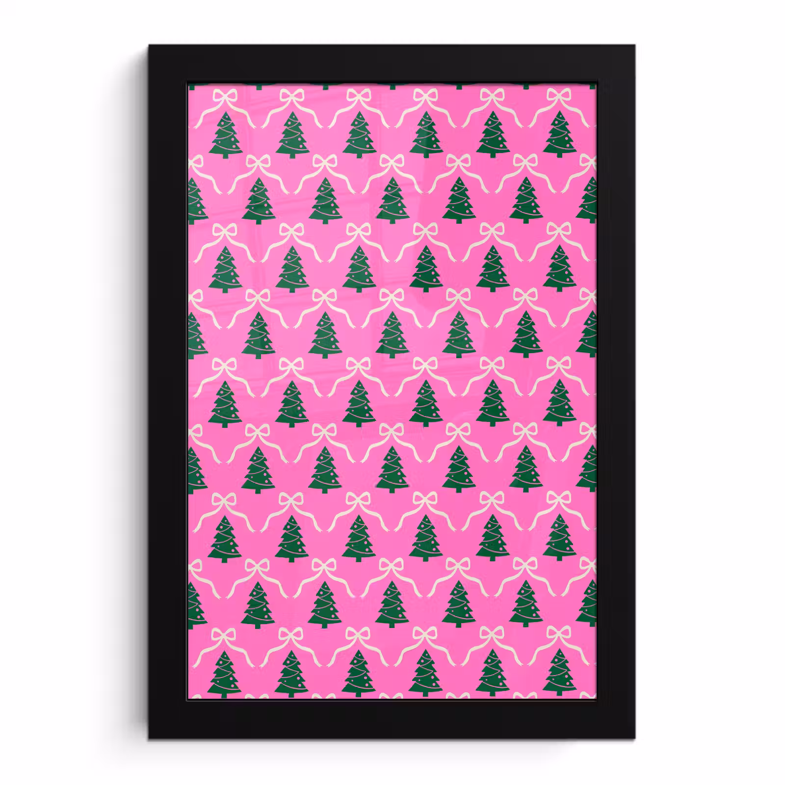 Poster met lijst - Kerst - Roze - Wit - Strik — 1