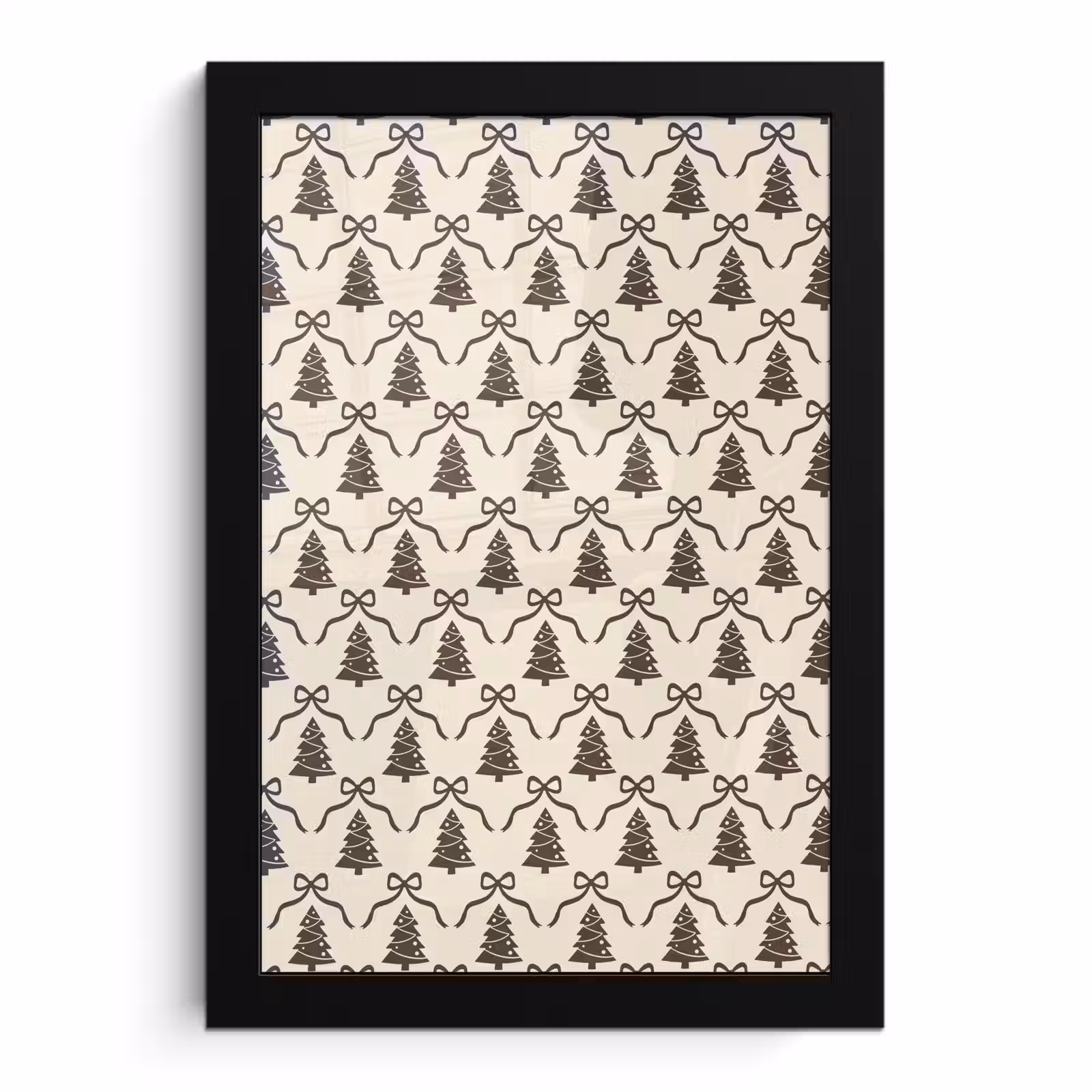 Poster met lijst - Kerst - Taupe - Crème - Strik — 1
