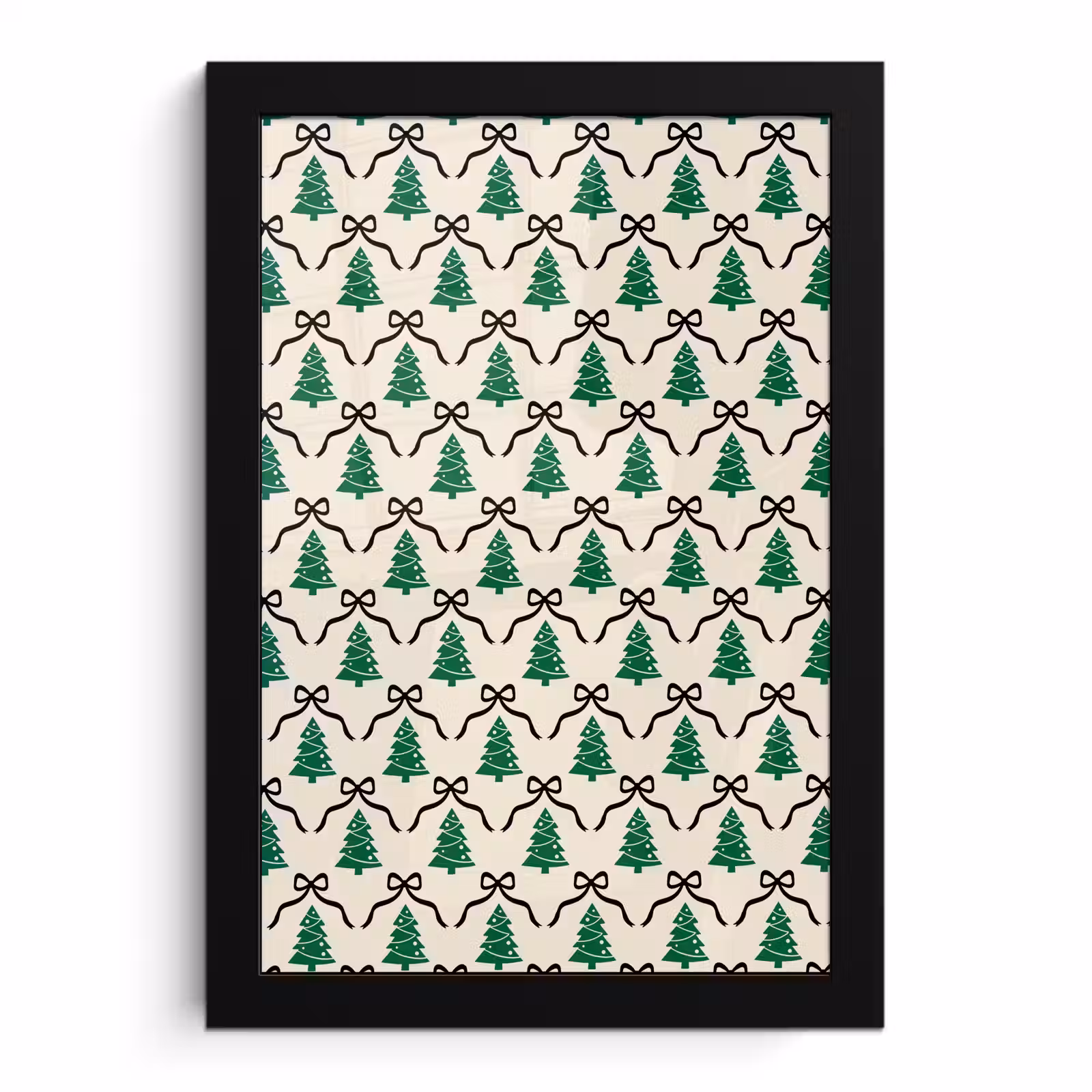 Poster met lijst - Kerst - Wit - Zwart - Strik — 1