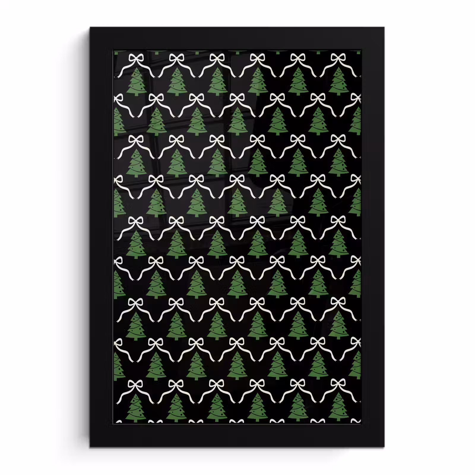 Poster met lijst - Kerst - Zwart - Wit - Strik — 1