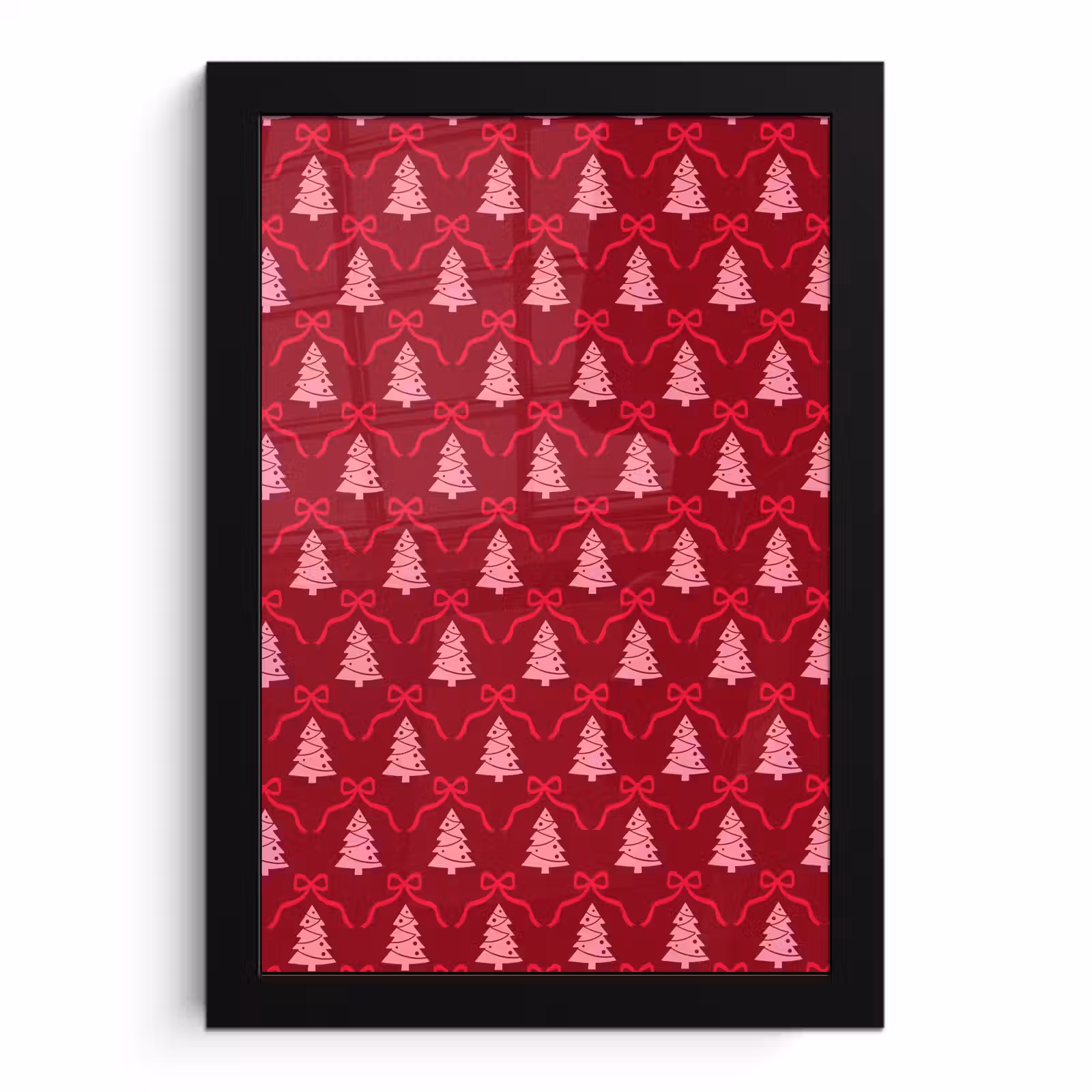 Poster met lijst - Strik - Rood - Roze - Kerst — 1