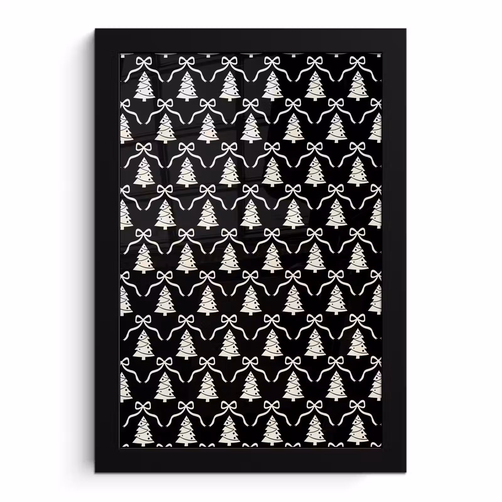 Poster met lijst - Strik - Wit - Zwart - Kerst — 1