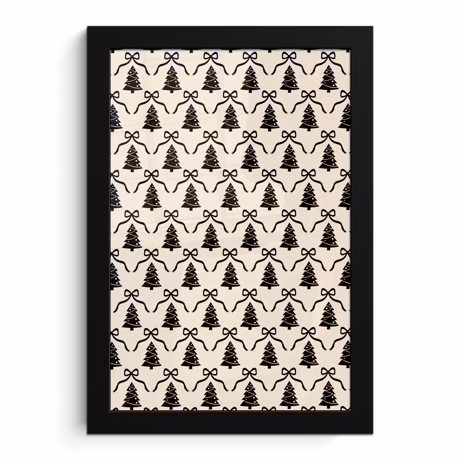 Poster met lijst - Strik - Zwart - Wit - Kerst — 1