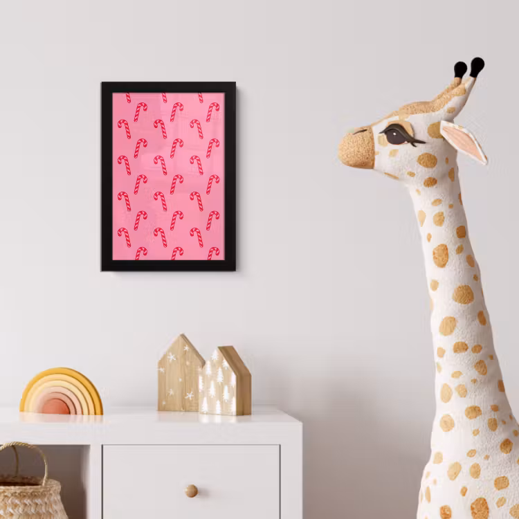 Poster met lijst - Kerst - Rood - Roze - Zuurstok — 5