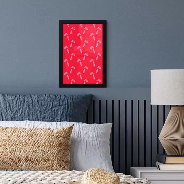 Poster met lijst - Kerst - Roze - Rood - Zuurstok — 4