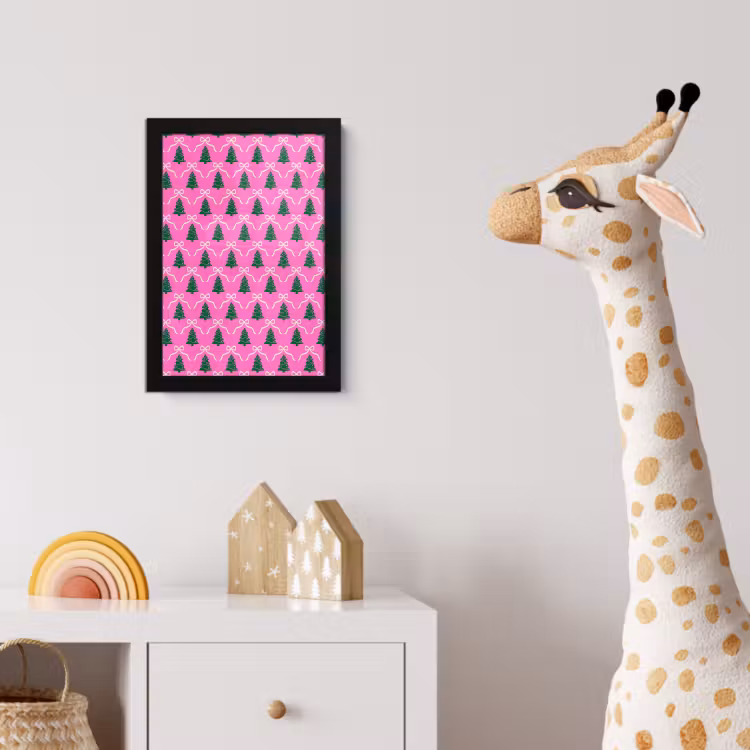 Poster met lijst - Kerst - Roze - Wit - Strik — 5