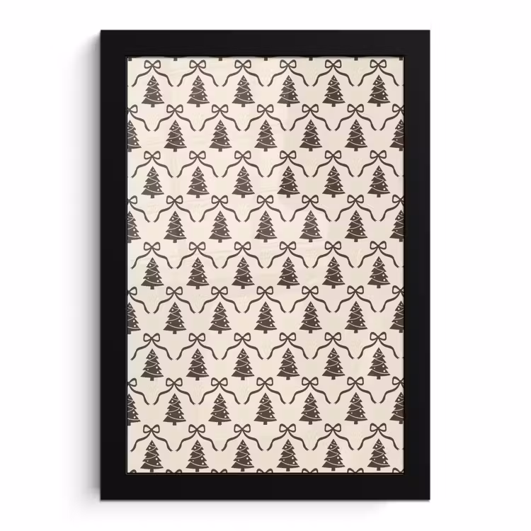 Poster met lijst - Kerst - Taupe - Crème - Strik — 1